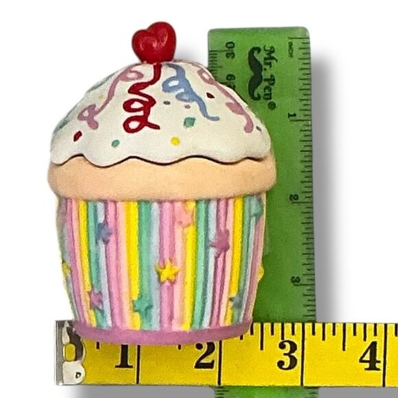 Retired PartyLite Birthday Cupcake Candle Holder Trinket Box Vintage NWOT - Picture 2 of 16